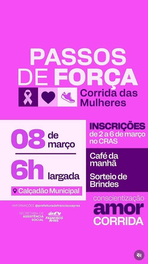 Prefeitura de Francisco Ayres realiza a Corrida e Caminhada das Mulheres, um evento dedicado à nossa força, saúde e união.